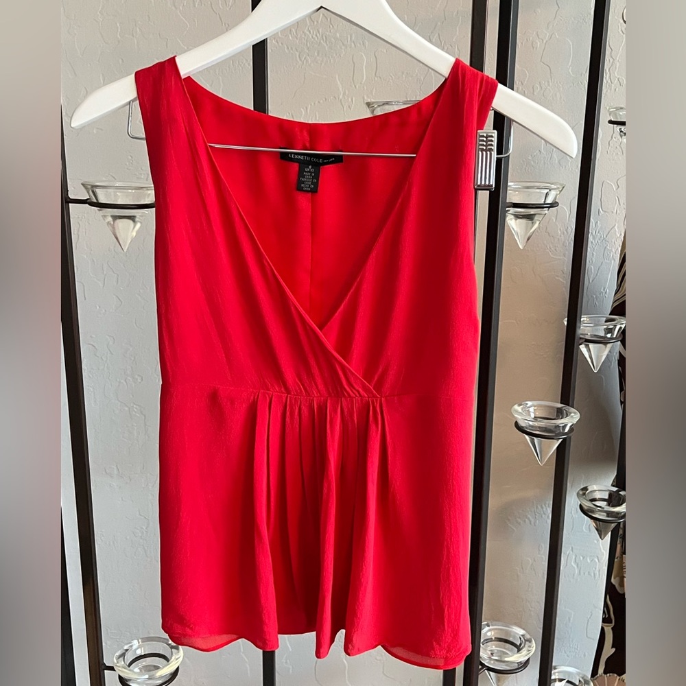 Silk Kenneth Cole Sleeveless Top with Pleats